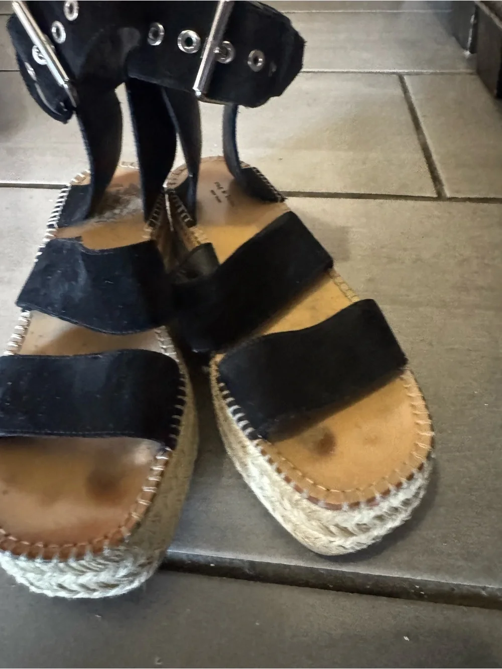rag & bone Black Suede Platform Espadrille Sandals - Women